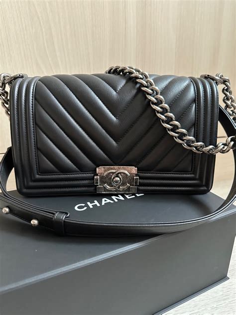 chanel boy old medium black ruthenium|chanel handbags boys.